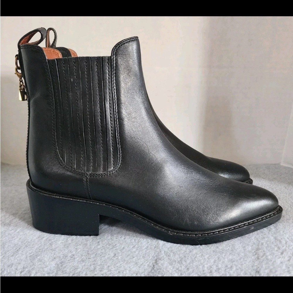 Coach | Women’s Bowery Leather Chelsea Black Ankle Boots